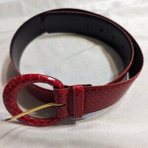 Genuine Red Snakeskin Leather Belt